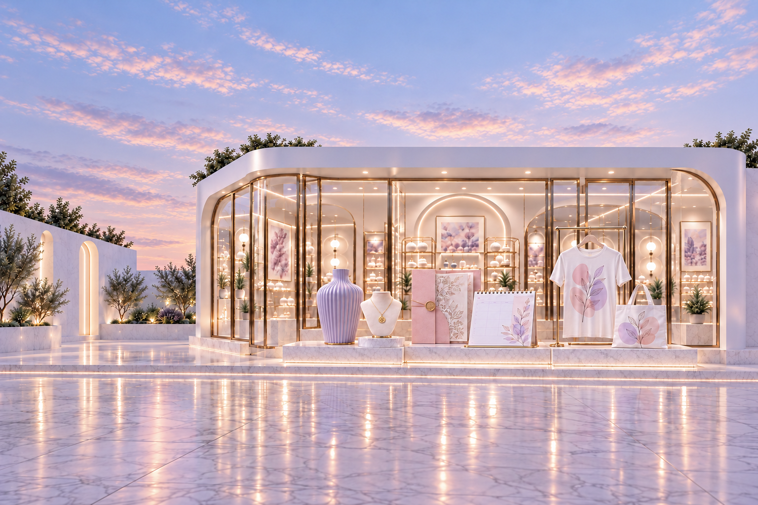 Etsy creative boutique at sunset